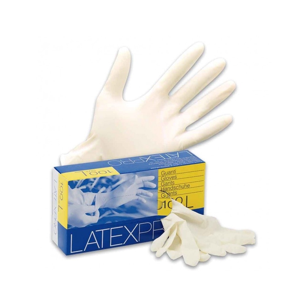 GUANTI LATEX PRO C/POLV.GRx100