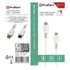 CAVO DATI/CARICA PER SMARTPHONE TYPE-C/LIGHTNING 1.5M BIANCO PROPART PP15CL624W