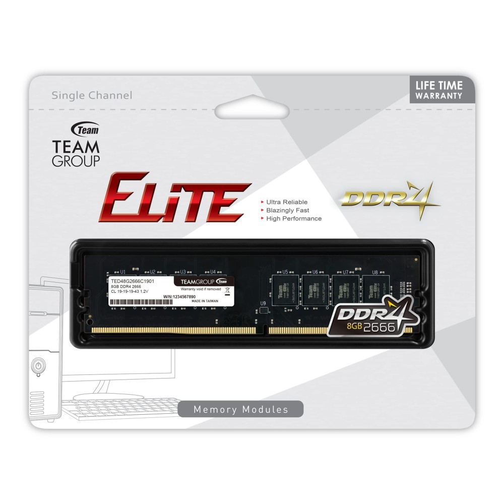 MEMORIA DDR4 2666 8GB TEAM GROUP ELITE TED48G2666C1901