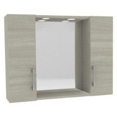 SPECCHIERA DA BAGNO PENSILE DOPPIO DIA cm 77 x 16 x h.57 - rovere grigio