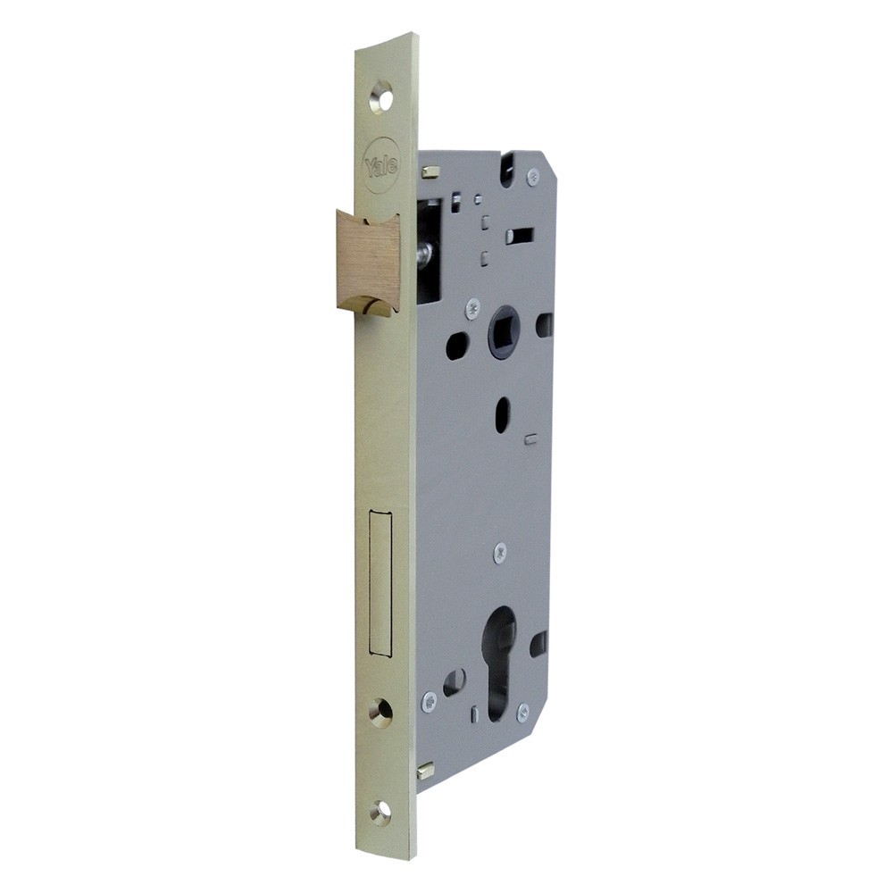 SERRATURA DA INFILARE PER PORTA LEGNO ART. Y52X E45 b.quadro -controp.ottone lucido