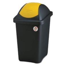 BIDONE IMMONDIZIA MULTIPAT Lt. 60 - cm 39 x 39 x h.68 - nero/giallo