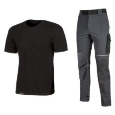 KIT T-SHIRT  PANTALONE WORK WEAR tg. S (maglia black carbon / pantalone asphalt grey)