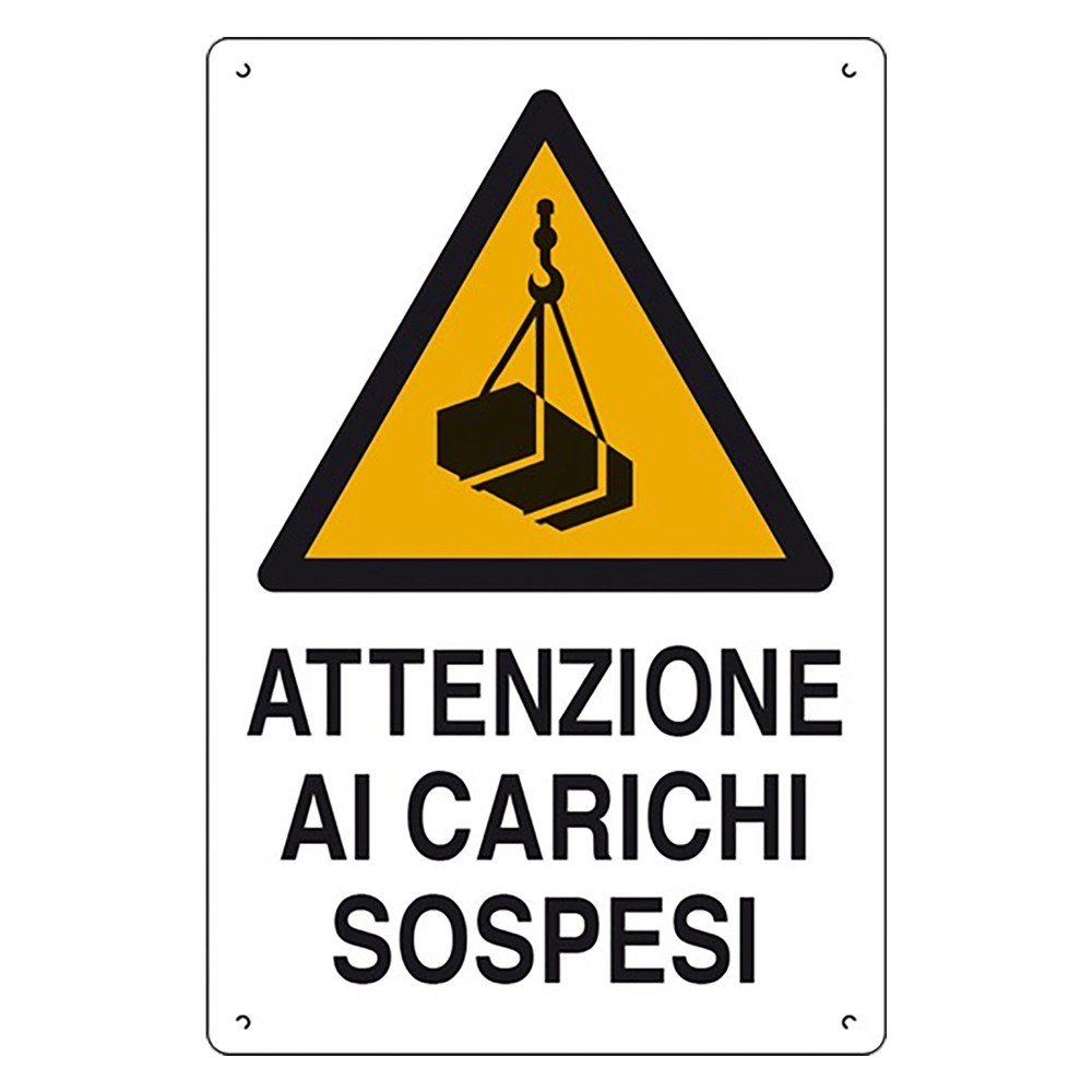 CARTELLO ATTENZIONE AI CARICHI SOSPESI cm 60 x 40