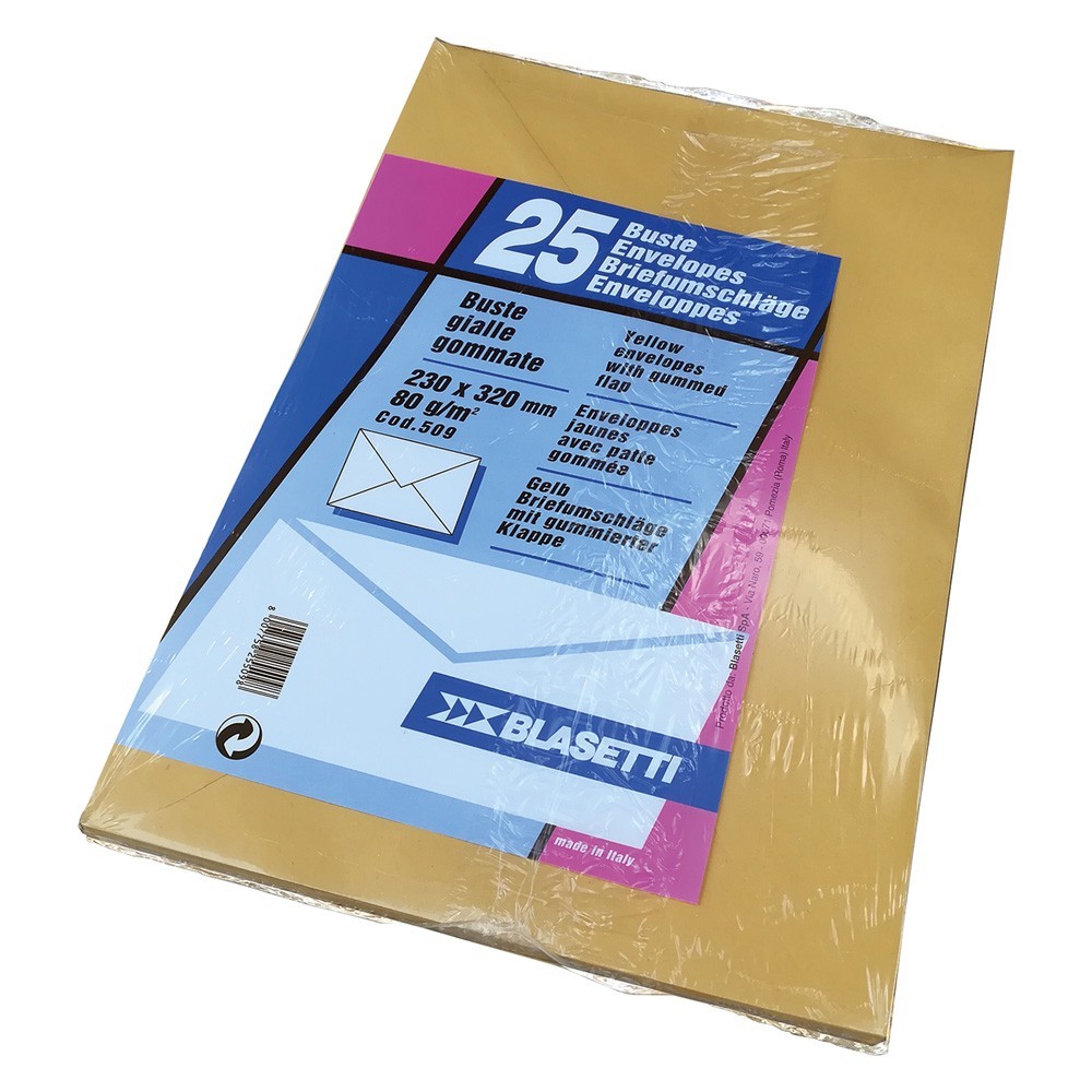 BUSTA DA LETTERA 23 x 32 gialla - s/finestra 25 pz