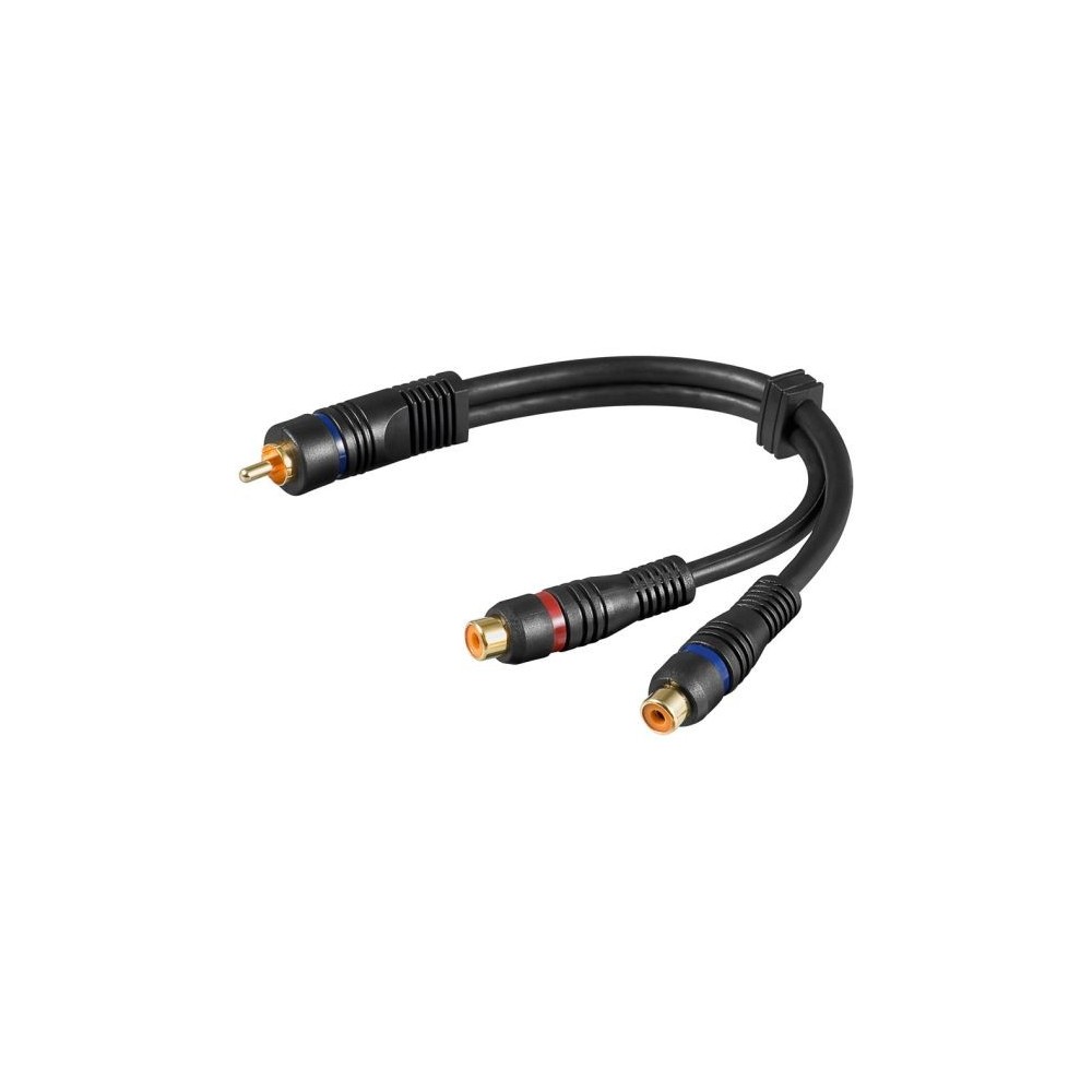 Cavo adattatore audio RCA maschio-2 RCA femmina a doppia schermatura