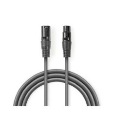 Cavo Audio XLR Bilanciato | Maschio a 3 Pin XLR - Femmina a 3 Pin XLR | 05 m | Grigio