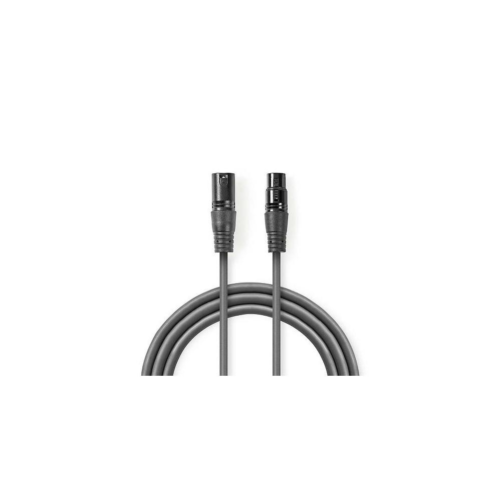 Cavo Audio XLR Bilanciato | Maschio a 3 Pin XLR - Femmina a 3 Pin XLR | 05 m | Grigio