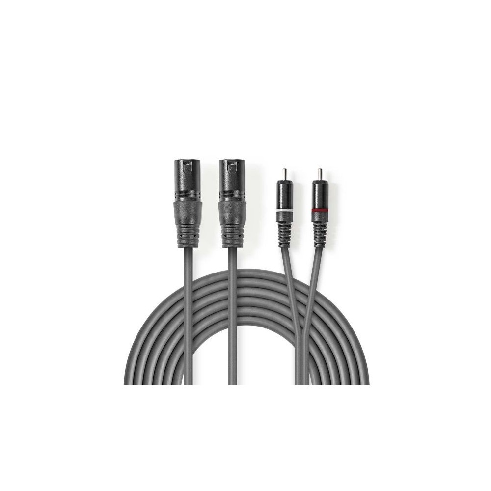 Cavo Audio XLR 2x Maschio a 3 Pin XLR - 2x Maschio RCA 1.5 m Grigio