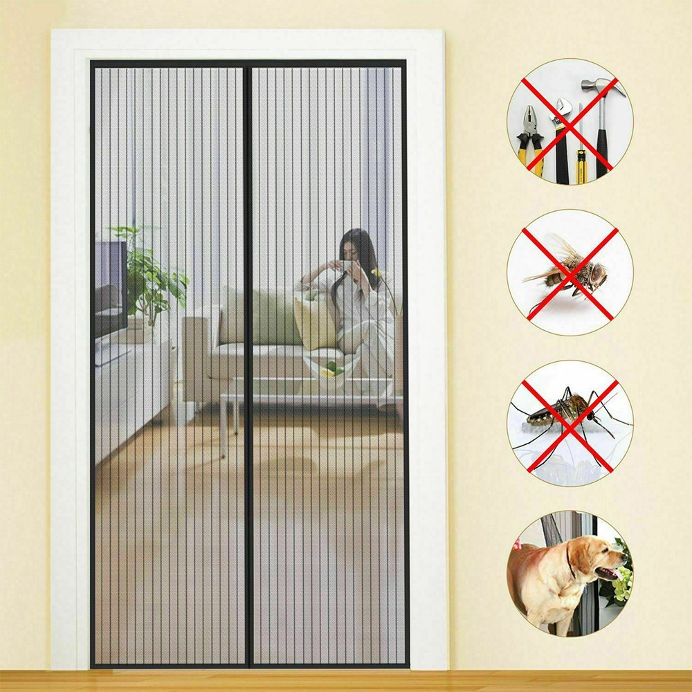 ZANZARIERA IN POLIESTERE PER PORTE CON MAGNETI cm 120 x 250 - col. nero