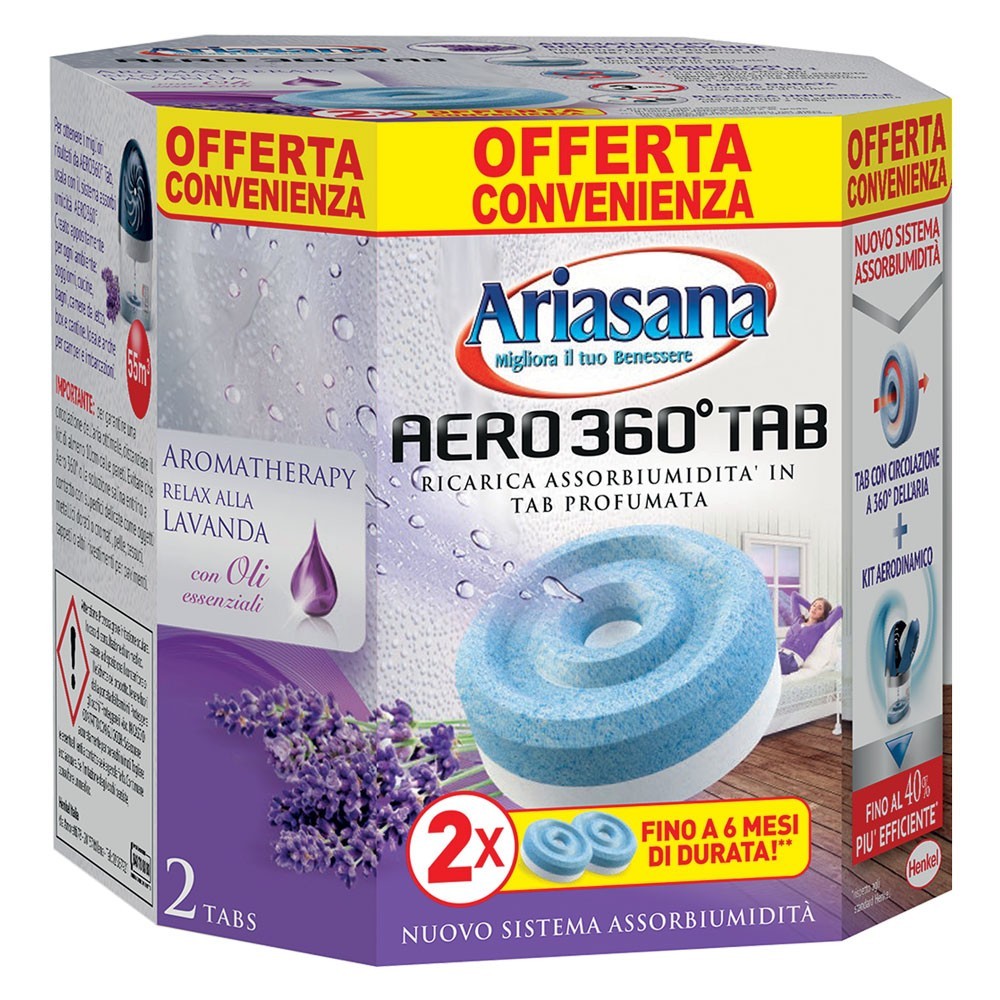 RICARICA ASSORBIUMIDITA ARIASANA AERO 360° BIPAC bipack (2 x gr.450) lavanda