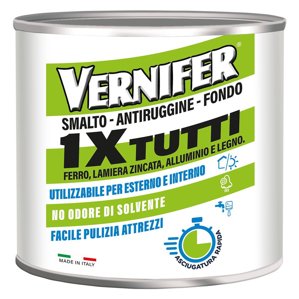 VERNICE ANTIRUGGINE ACRILICA VERNIFER 1 X TUTTI Ml. 500 - nero satinato (4604)