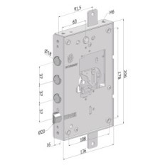 SERRATURA DA APPLICARE TRIPLICE PER PORTE BLINDATE SENZA NUCLEO 250 interasse pistoni 28 mm - DX