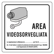 CARTELLO AREA VIDEOSORVEGLIATA cm 20 x 20