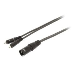 Cavo Stereo XLR 3p (M) - 2x RCA Maschio 3m Grigio Scuro