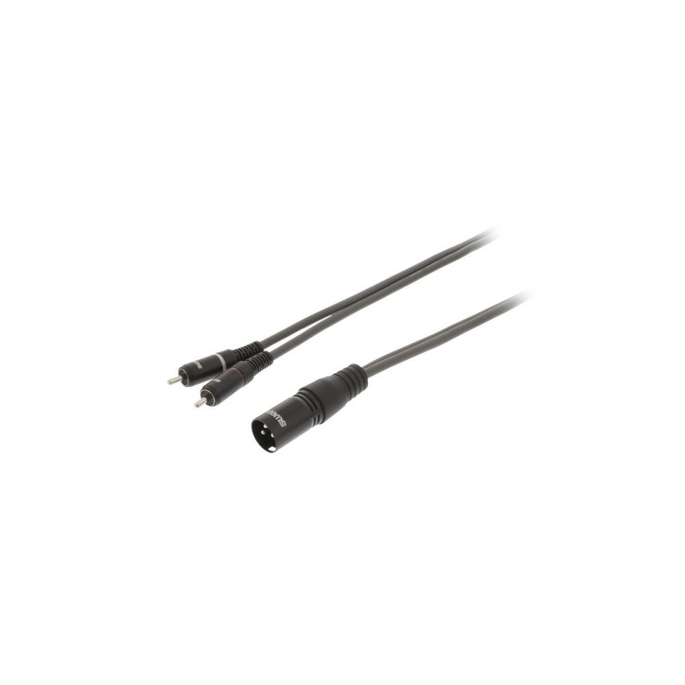 Cavo Stereo XLR 3p (M) - 2x RCA Maschio 3m Grigio Scuro