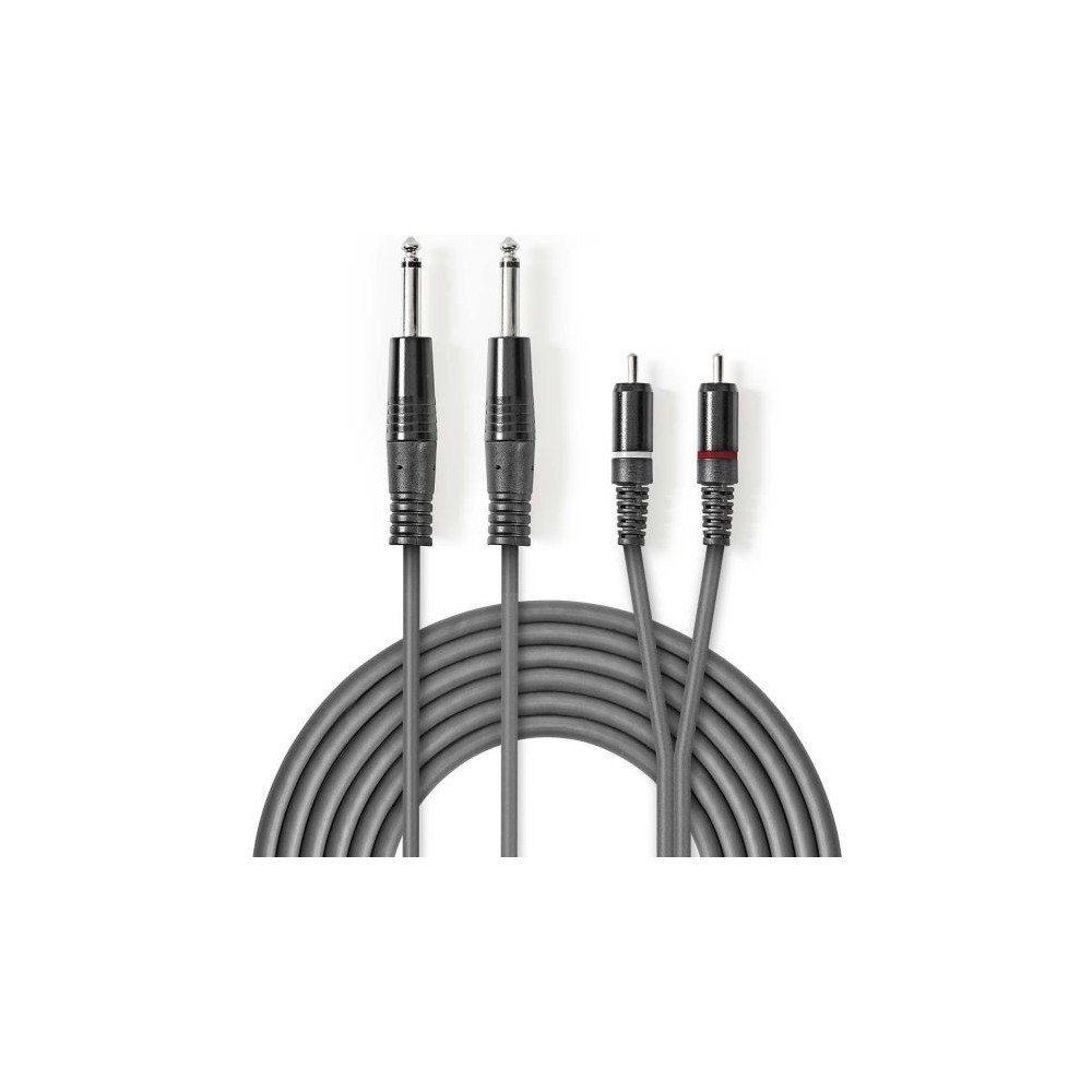 Cavo audio stereo 2x 635 mm maschio - 2x maschio RCA Placcato nickel 3m