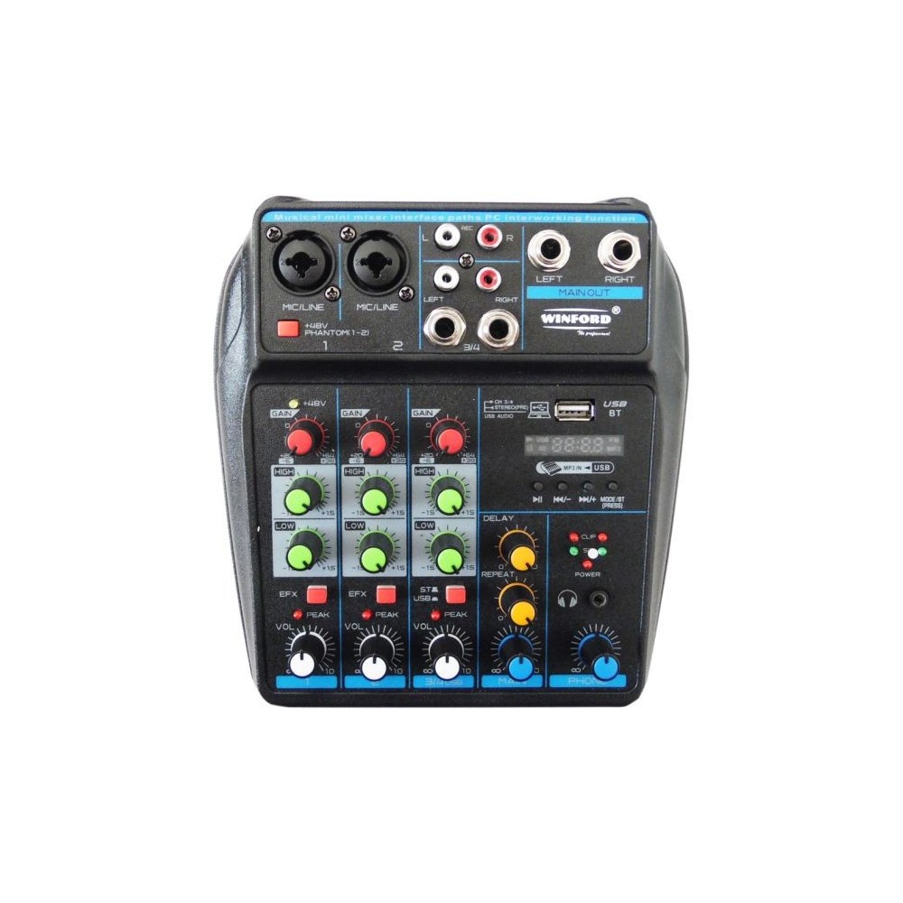 Mixer professionale 4 canali Bluetooth/USB/Stereo RCA