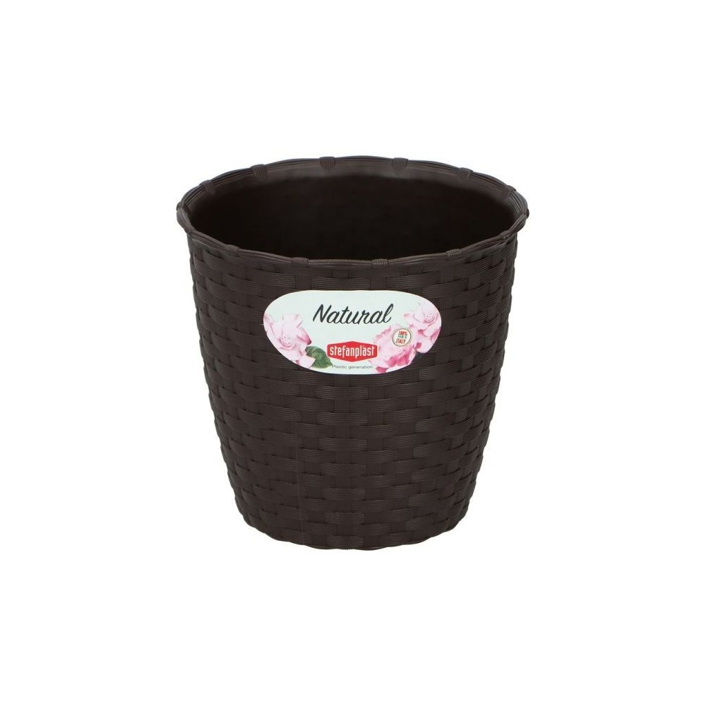 Vaso tondo con trama 14x12.8cm Marrone Stefanplast