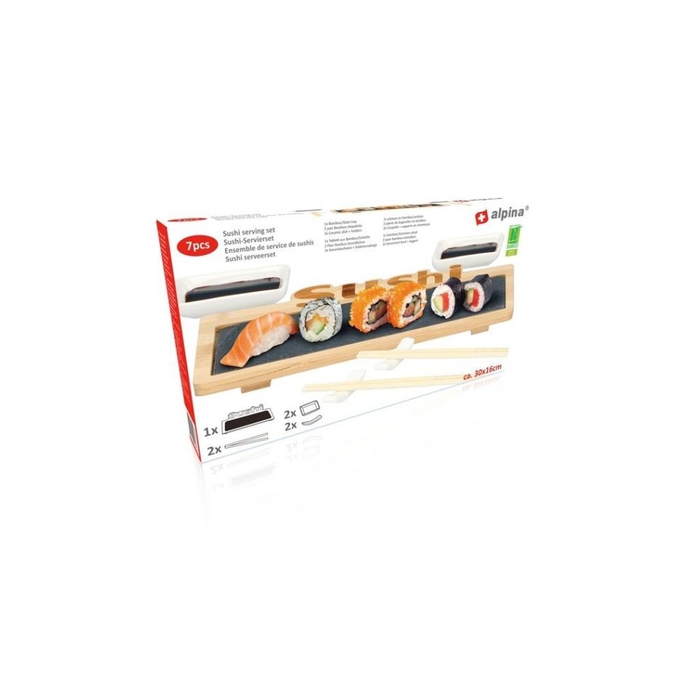 Set da sushi 7 pezzi con vassoio 30x16cm Alpina