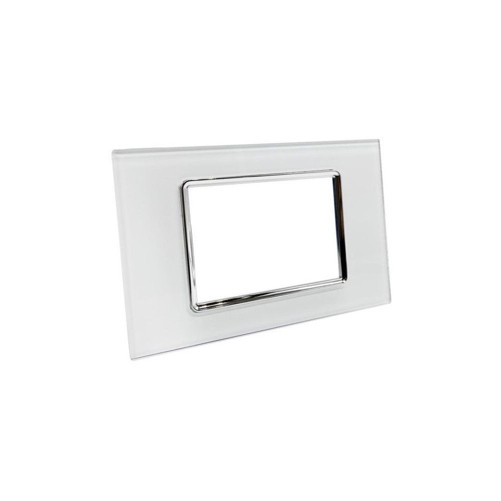 Placca in vetro bianco 3 posti compatibile Living International