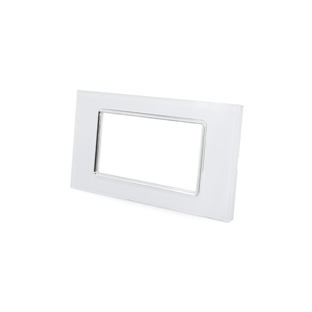 Placca in vetro bianco 4 posti compatibile Living International