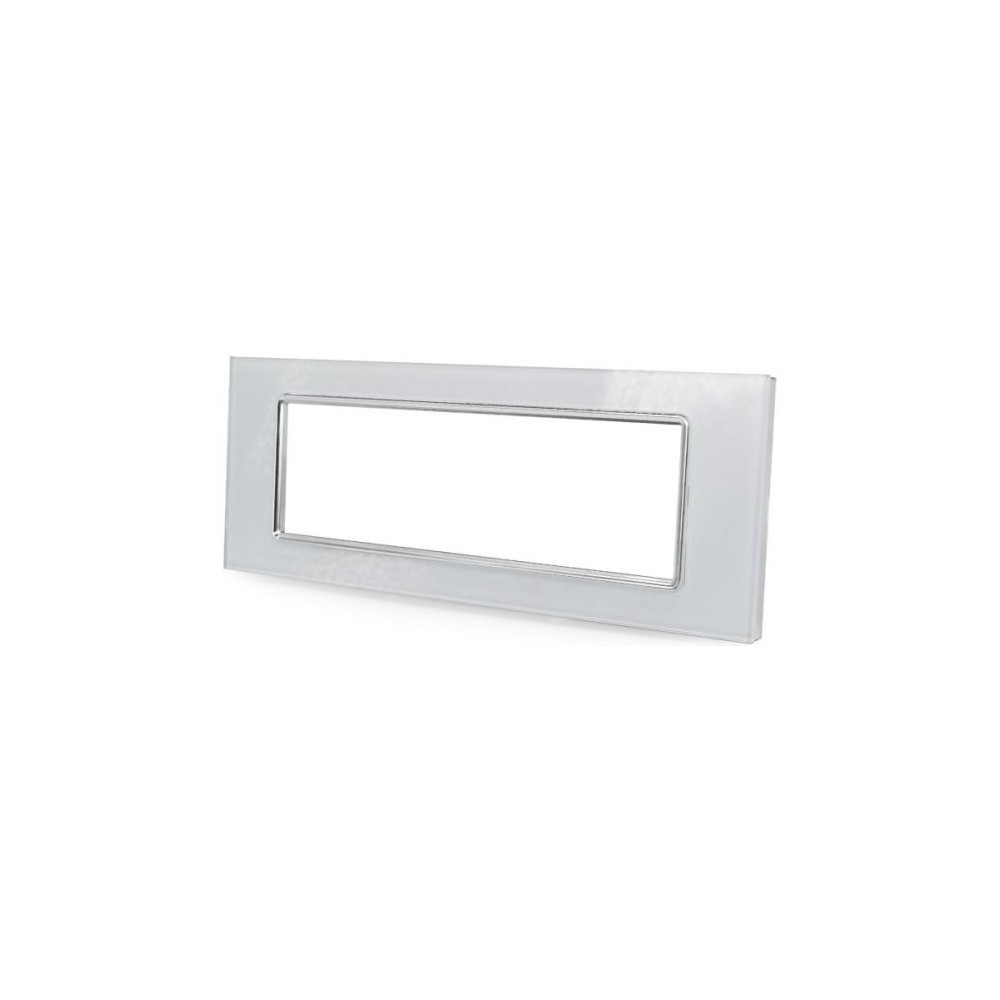 Placca in vetro bianco 7 posti compatibile Living International