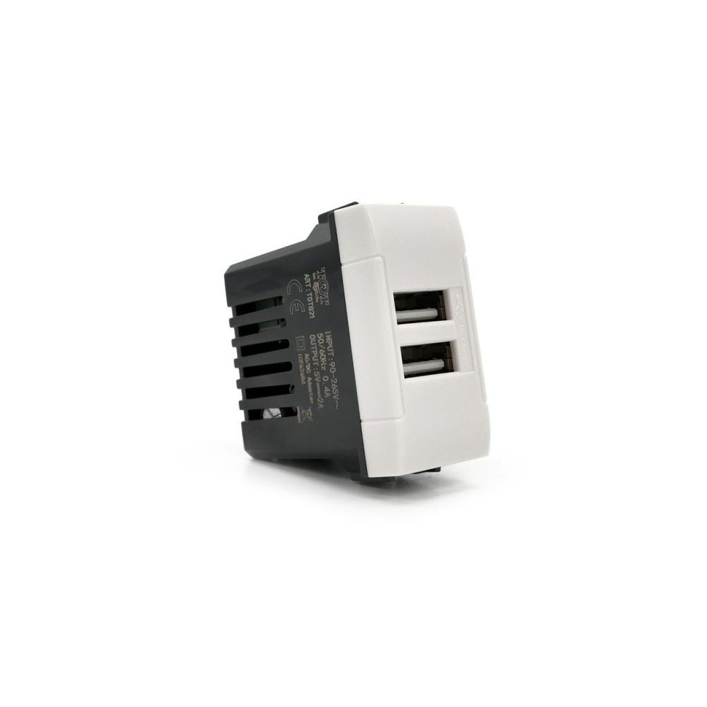 Alimentatore doppia presa USB 5V 2A Bianco compatibile Living International