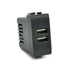 Alimentatore doppia presa USB 5V 2A nero compatibile Living International