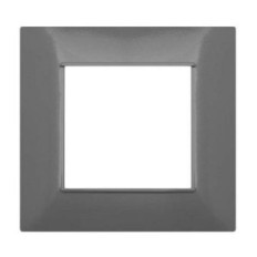 Placca in tecnopolimero 2 posti color grigio scuro compatibile Vimar Plana