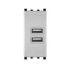 Alimentatore doppia presa USB 90-265V output 5V 2A grigio compatibile Vimar Plana