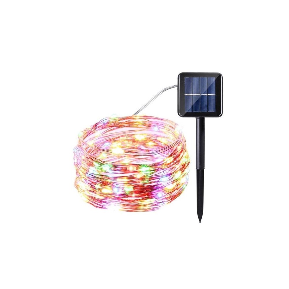 Striscia LED RGB in filo di rame 10m 100 led con pannello solare