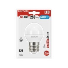 Lampadina LED sfera 3W E27 luce fredda 250 lumen Century