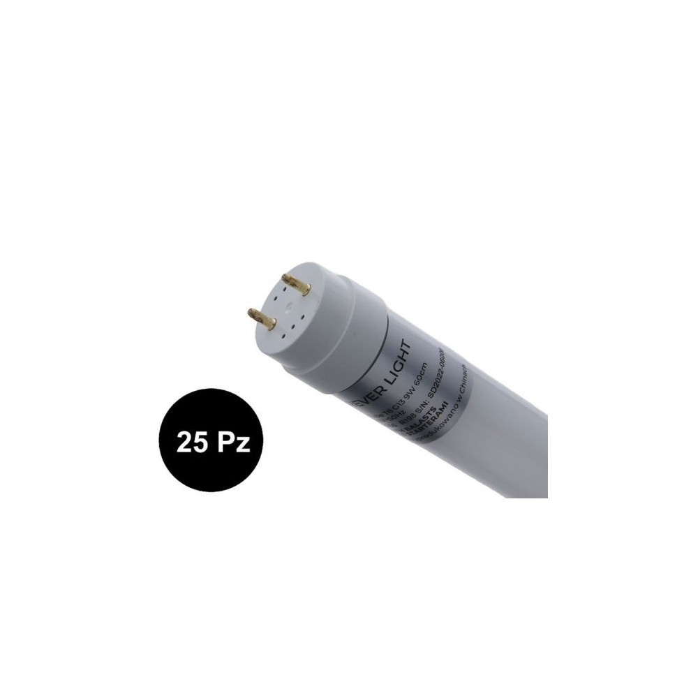 25 Pezzi - Tubo LED T8 G13 9W 60cm luce fredda 6500K 770lm