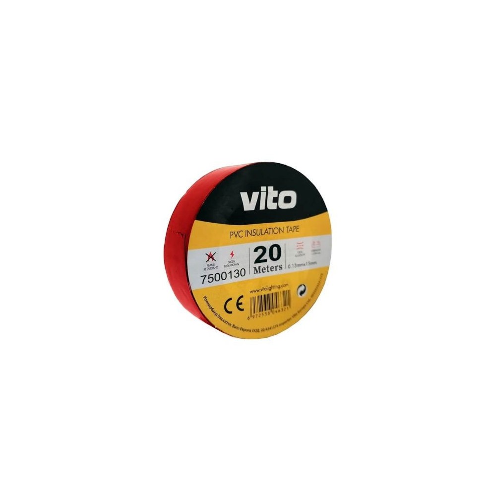 Nastro isolante 19mm 20m rosso Vito