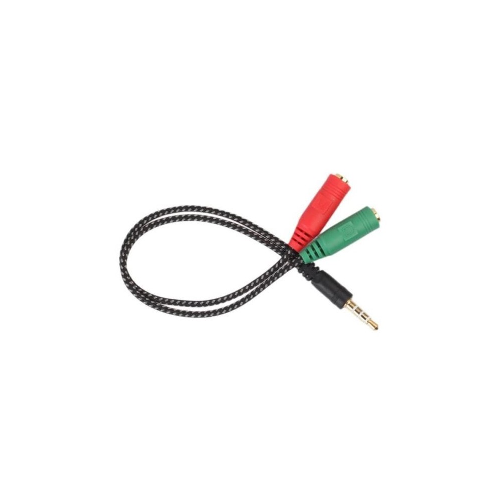 Adattatore audio telato 20cm 1x jack 3.5mm maschio 2x jack 3.5mm femmina microfono-cuffie