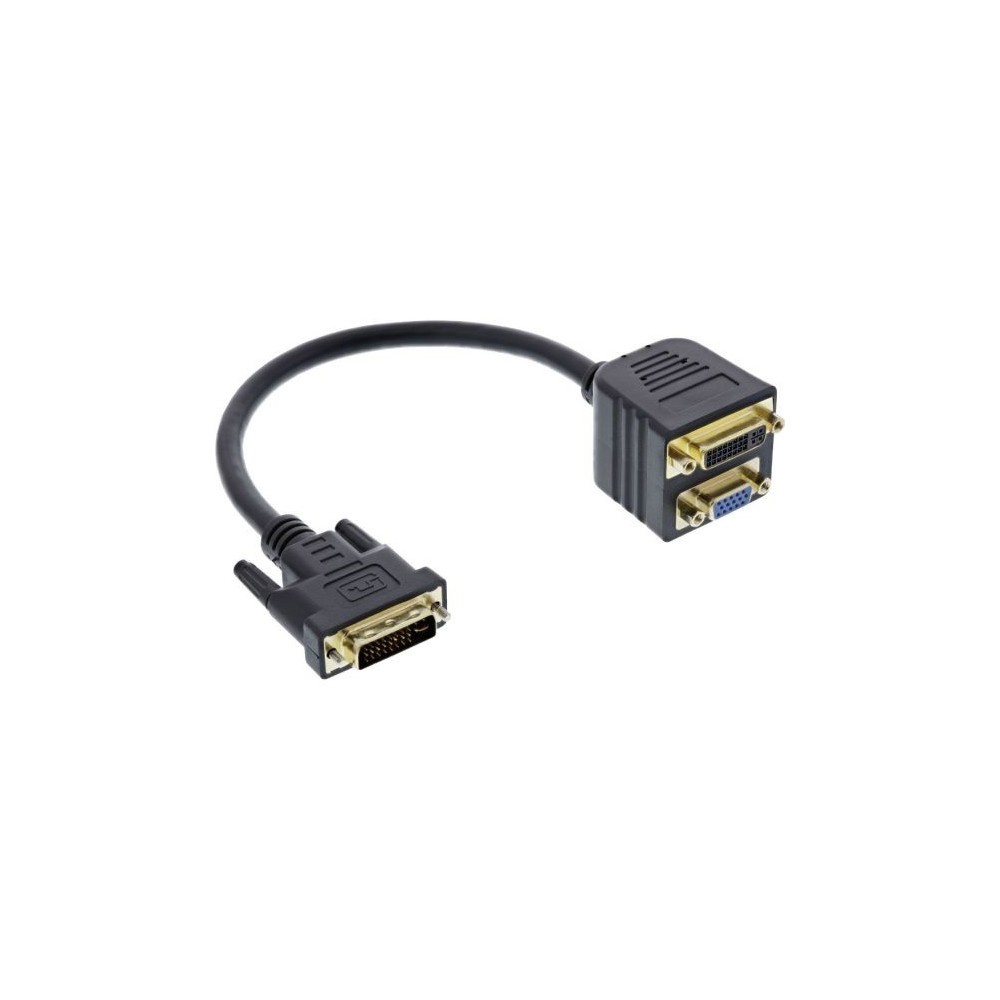 Cavo adattatore sdoppiatore da DVI-I 245 pin a DVI-I 245 pin e VGA