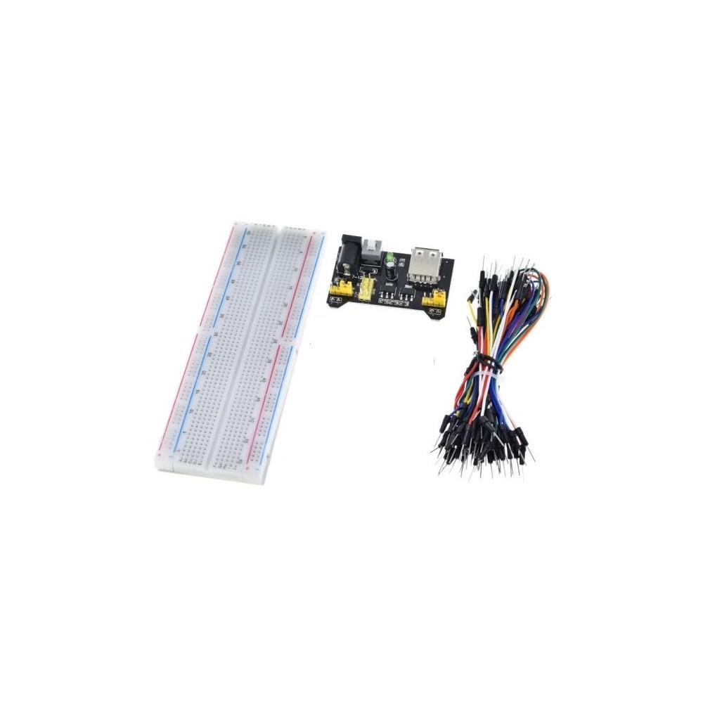 Kit breadboard MB102 830 punti con cavi jumper e modulo di alimentazione