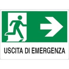 Cartello segnaletico uscita di emergenza con freccia a destra 30x20cm