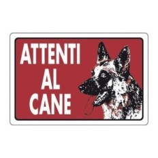 Cartello segnaletico attenti al cane 30x20cm