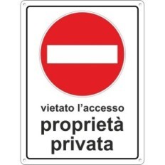 Cartello segnaletico vietato laccesso proprietà privata 20x30cm