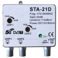 Amplificatore da palo 2 ingressi UHF - 1 uscita STA-21D