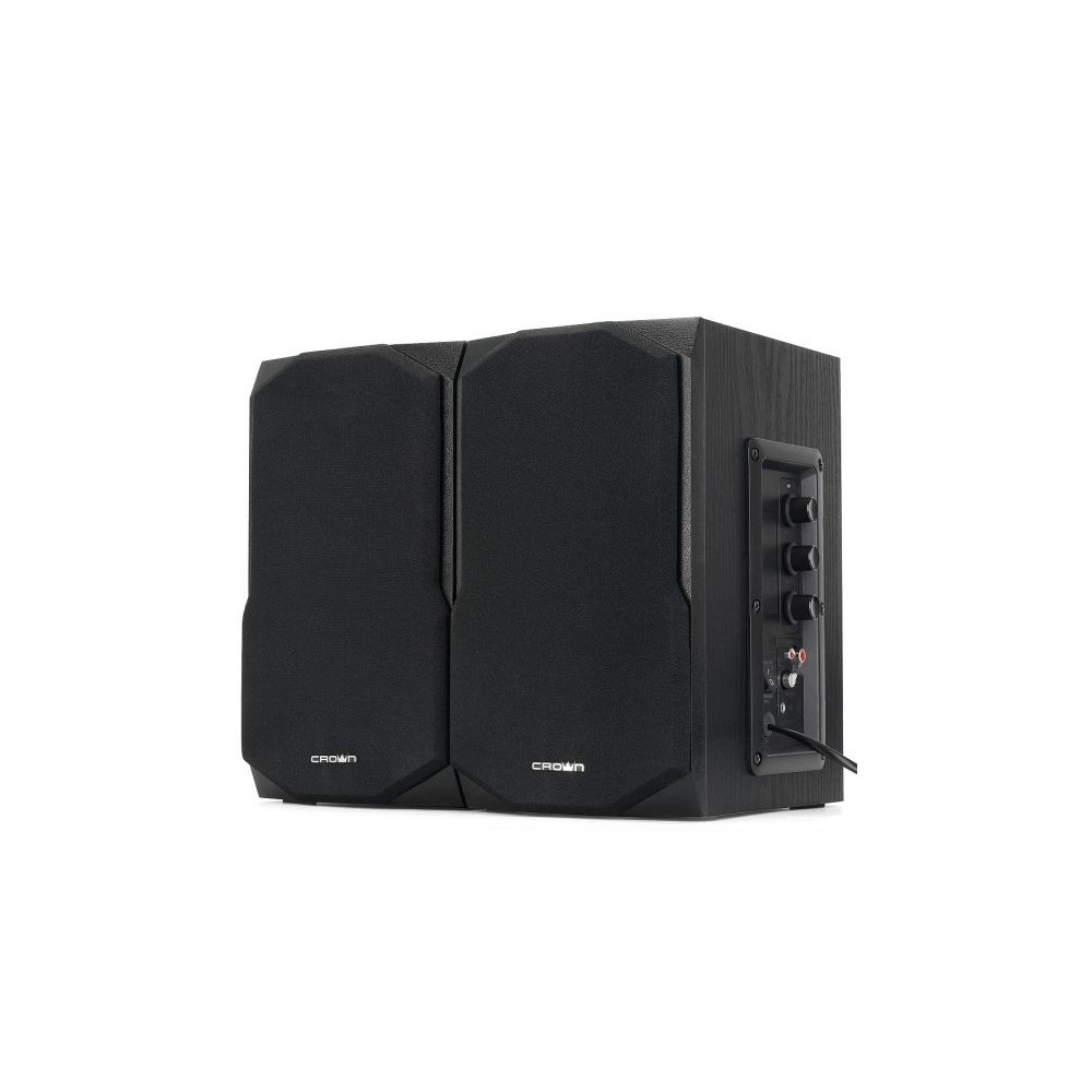 Altoparlanti per PC sistema audio 2.0 50W in legno nero Crown Micro