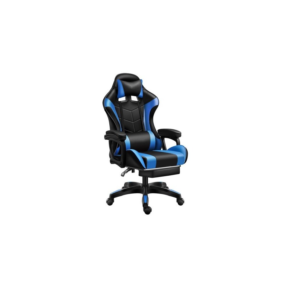 Sedia da gaming con poggiapiedi blu/nero