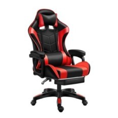 Sedia da gaming con poggiapiedi rosso/nero