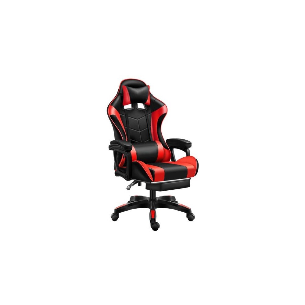 Sedia da gaming con poggiapiedi rosso/nero