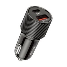 Caricabatterie da auto USB/USB type C ricarica rapida nero KSC-677