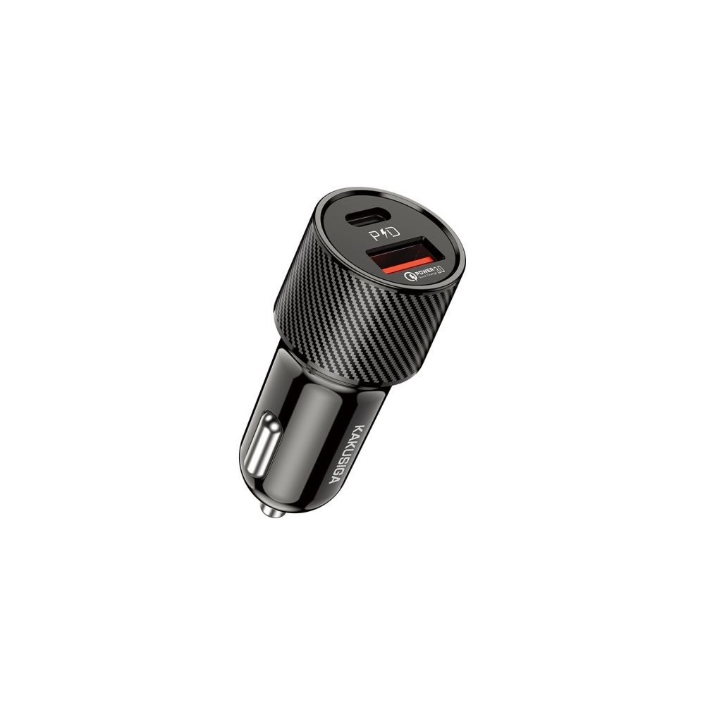 Caricabatterie da auto USB/USB type C ricarica rapida nero KSC-677