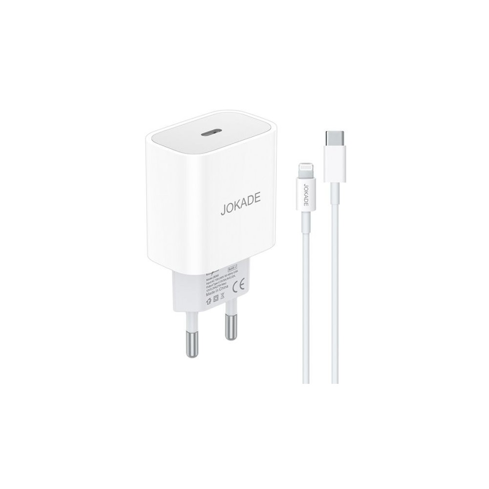 Caricabatterie con cavo USB tipo C / Lightning ricarica rapida 3A 27W bianco JB069