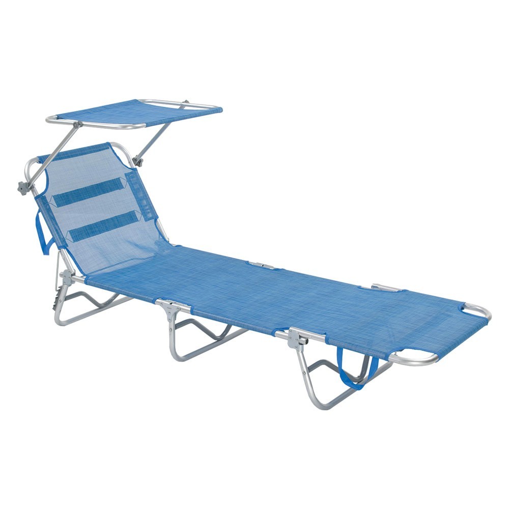 LETTINO SPIAGGIA CON PARASOLE SPERLONGA cm 188 x 58 x h 27 - telo blu